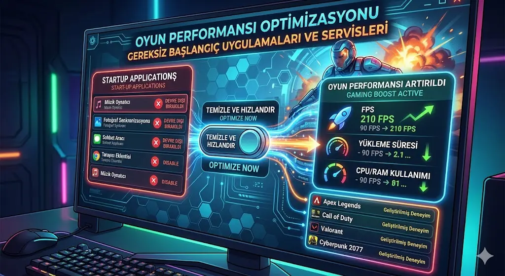 Gereksiz Başlangıç Uygulamaları ve Servisleri oyun performansını artırmak için