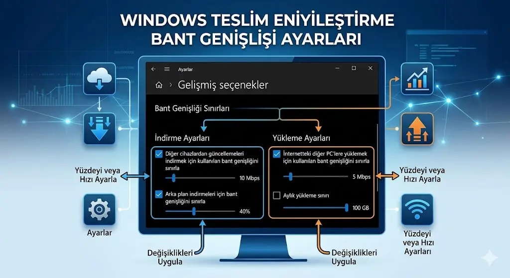 Windows Teslim Eniyileştirme Bant Genişliği Ayarı nasıl yapılır