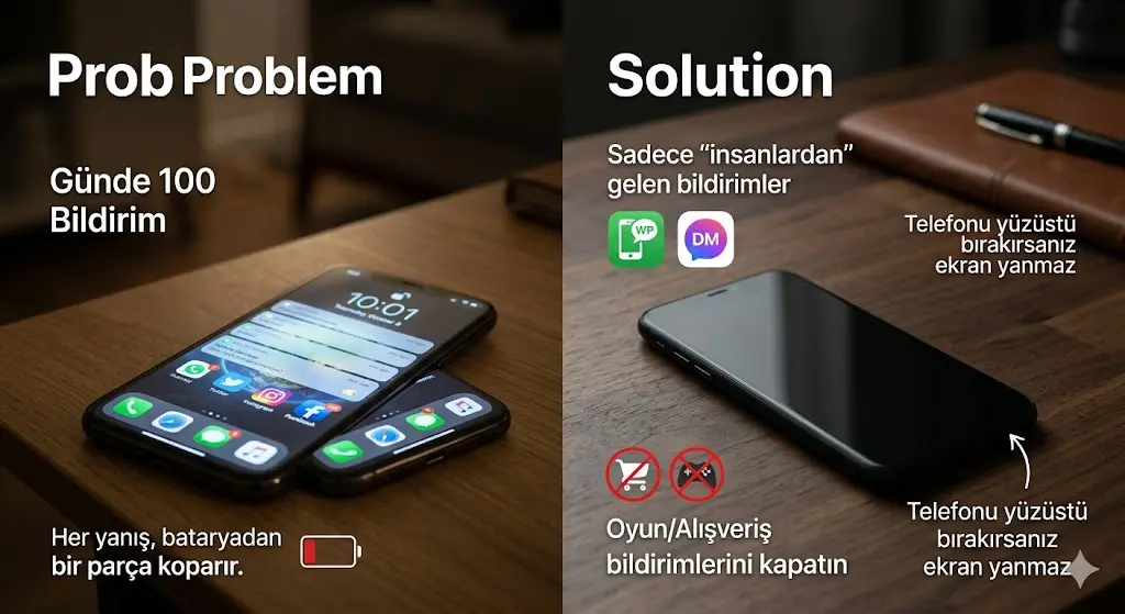 aşırı bildirimler iPhone şarjını çabuk bitrir. 